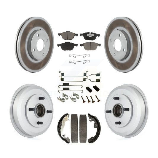 [Avant + Arrière] Kit de disque (revêtu) et plaquette (céramique) de frein pour 2005-2007 Ford Focus Wheel Bearing Includes KGC-101922