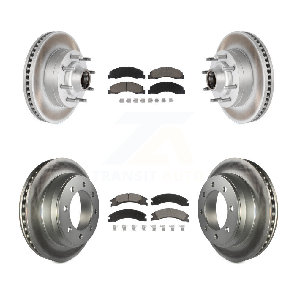 [Avant + Arrière] Kit de disque (revêtu) et plaquette (céramique) de frein pour Ford E-350 Super Duty E-250 E-150 Econoline KGC-102024
