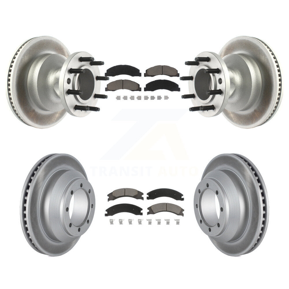[Avant + Arrière] Kit de disque (revêtu) et plaquette (céramique) de frein pour Ford E-350 Super Duty Econoline avec Dual Wheels KGC-102025