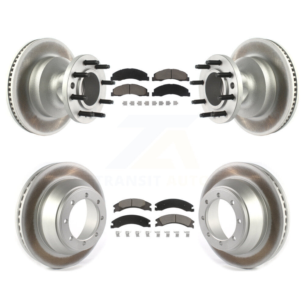[Avant + Arrière] Kit de disque (revêtu) et plaquette (céramique) de frein pour 2009-2010 Ford E-450 Super Duty DIESEL engine avec Dual Wheels KGC-102028