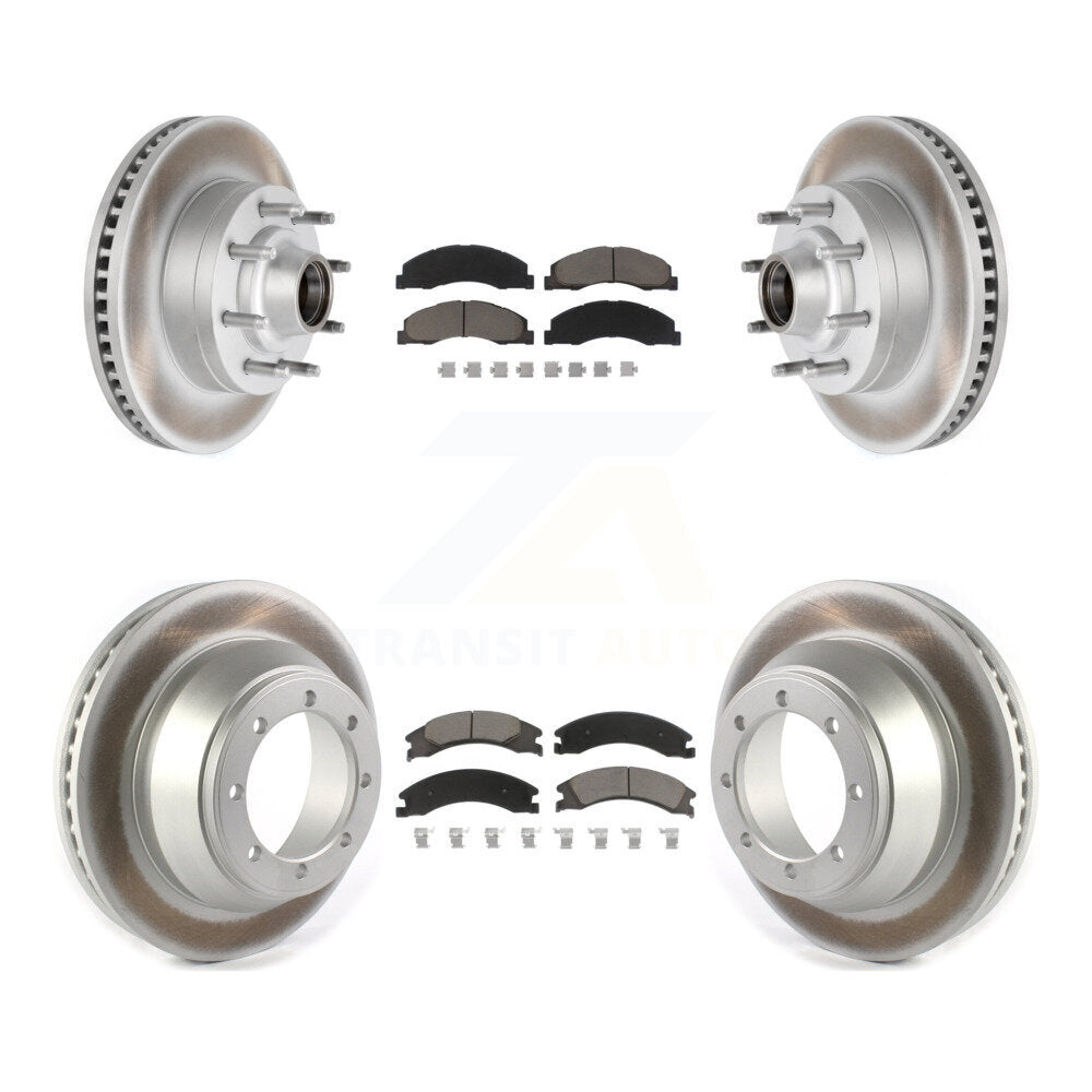 [Avant + Arrière] Kit de disque (revêtu) et plaquette (céramique) de frein pour 2009-2010 Ford E-450 Super Duty DIESEL engine avec Single Wheels KGC-102029