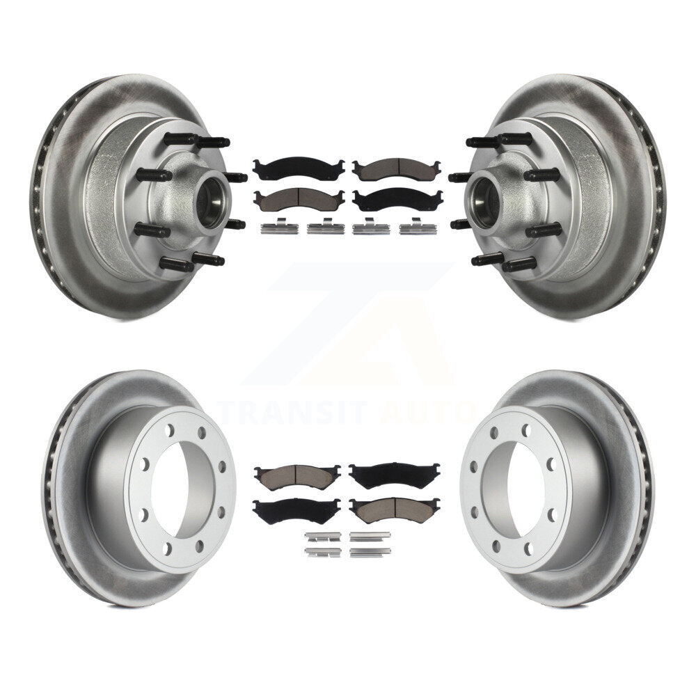 [Avant + Arrière] Kit de disque (revêtu) et plaquette (céramique) de frein pour Ford E-350 Super Duty E-250 Econoline Club Wagon KGC-102031