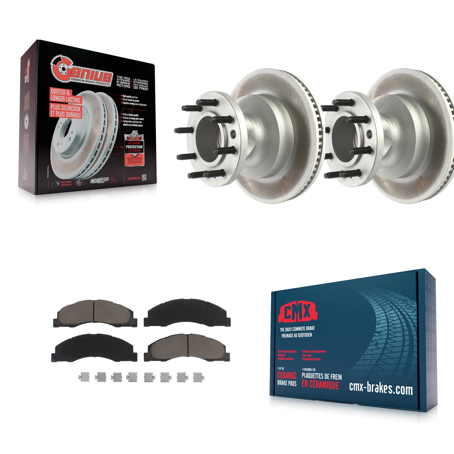 [Avant] Kit de disque (revêtu) et plaquette (céramique) de frein pour Ford E-350 Super Duty E-450 Econoline KGC-102042