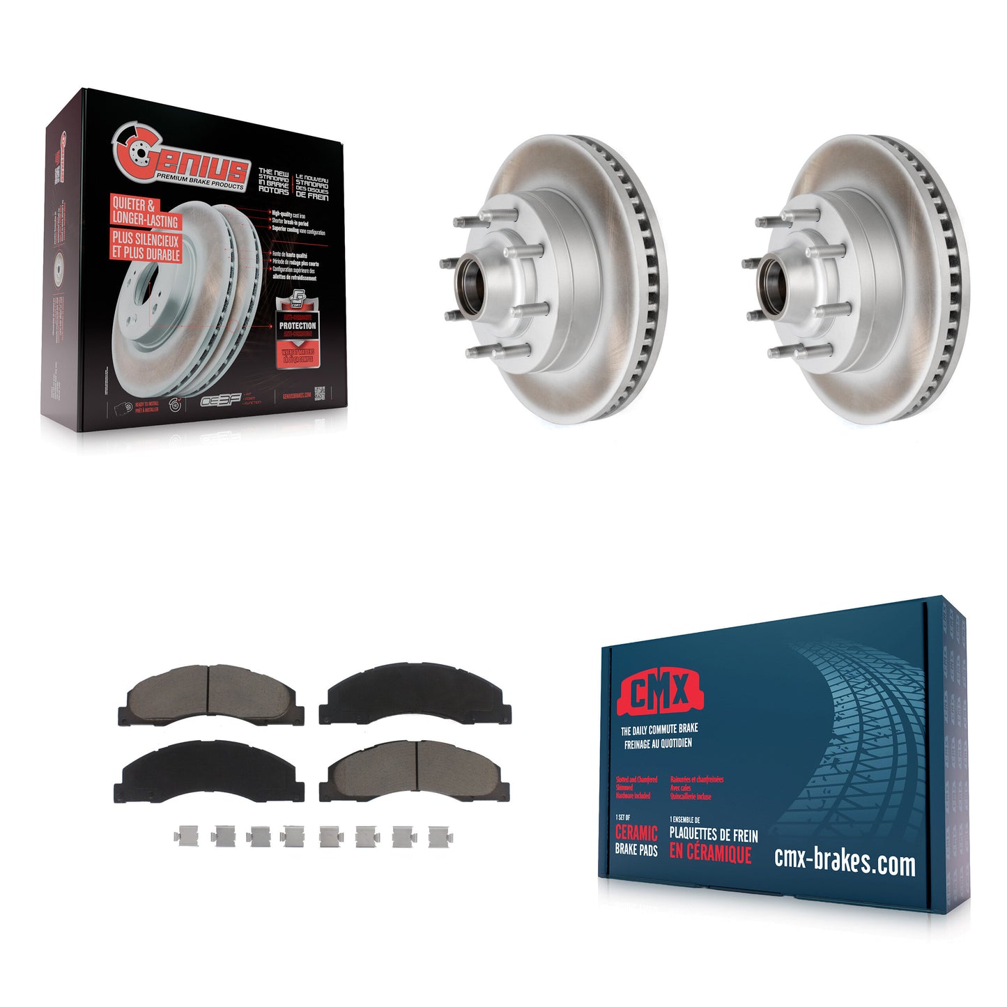 [Avant] Kit de disque (revêtu) et plaquette (céramique) de frein pour Ford E-350 Super Duty E-250 E-150 E-450 Econoline KGC-102043