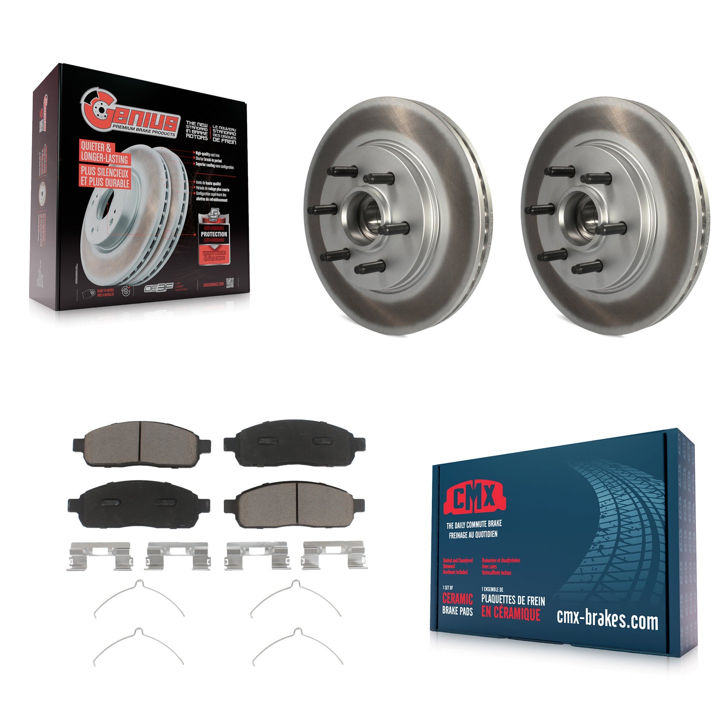 [Avant] Kit de disque (revêtu) et plaquette (céramique) de frein pour Ford F-150 Lincoln Mark LT avec 6 Lug Wheels RWD KGC-102044