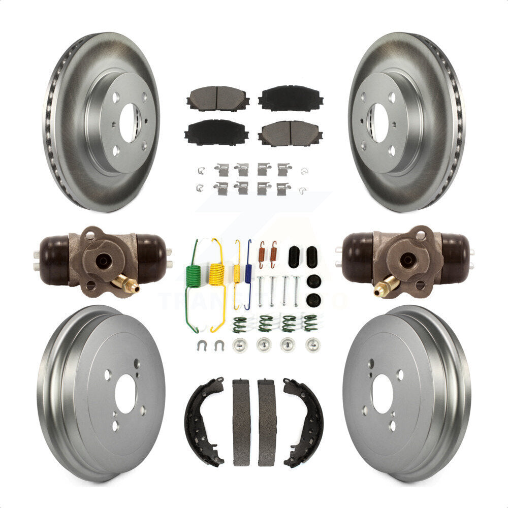 [Avant + Arrière] Kit de disque (revêtu) et plaquette (céramique) de frein pour Toyota Yaris KGC-102053 par Transit Auto