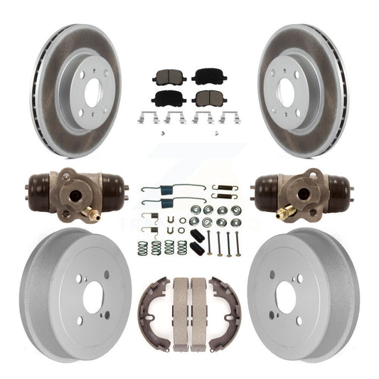 [Avant + Arrière] Kit de disque (revêtu) et plaquette (céramique) de frein pour Toyota Corolla Chevrolet Prizm Non-ABS KGC-102070