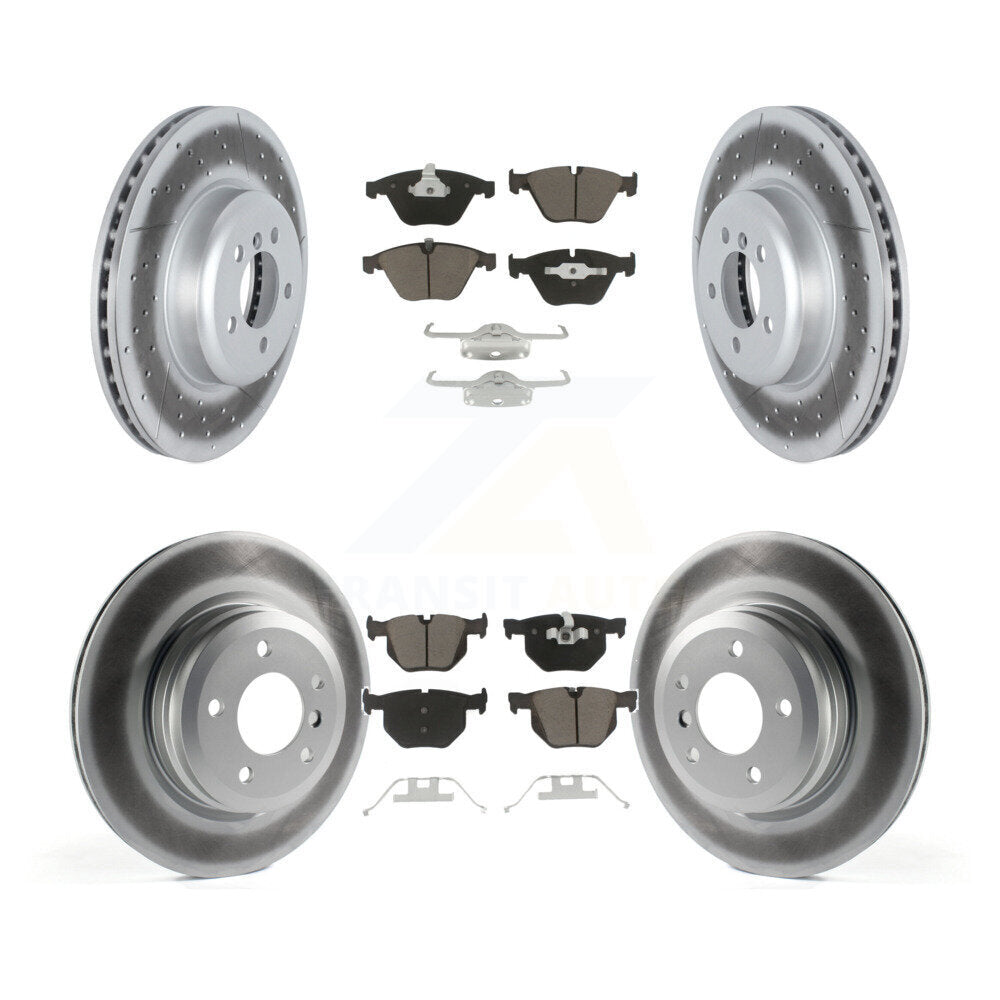 [Avant + Arrière] Kit de disque (revêtu) et plaquette (céramique) de frein pour 2012 BMW 335i Convertible Coupe avec Blue Painted Calipers KGC-102162
