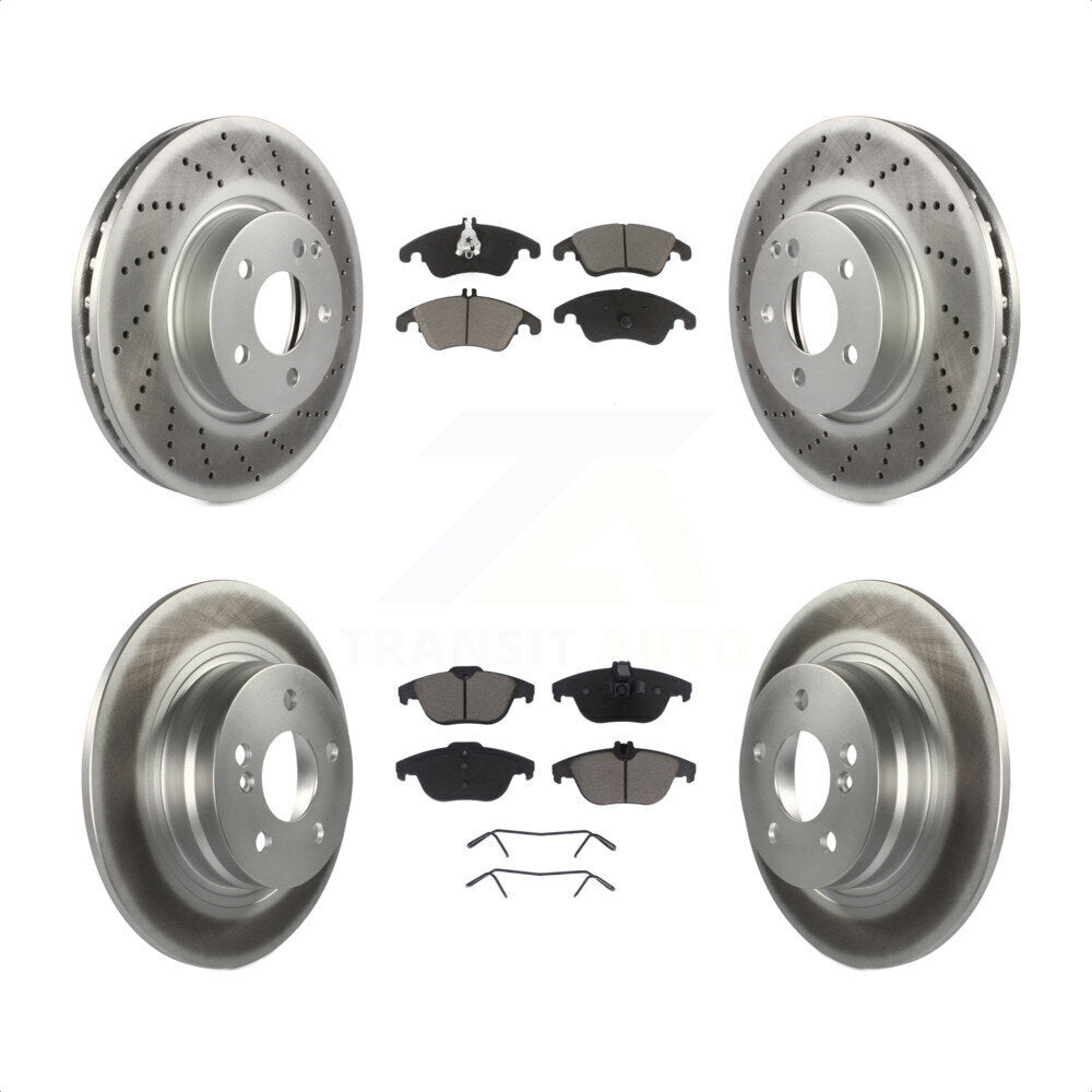 [Avant + Arrière] Kit de disque (revêtu) et plaquette (céramique) de frein pour 2011-2012 Mercedes-Benz C300 avec 322mm Diameter Rotor KGC-102262 par Transit Auto