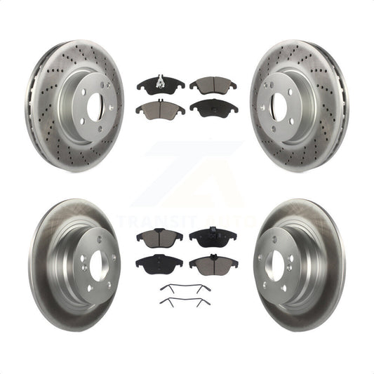 [Avant + Arrière] Kit de disque (revêtu) et plaquette (céramique) de frein pour 2011-2012 Mercedes-Benz C300 avec 322mm Diameter Rotor KGC-102262 par Transit Auto