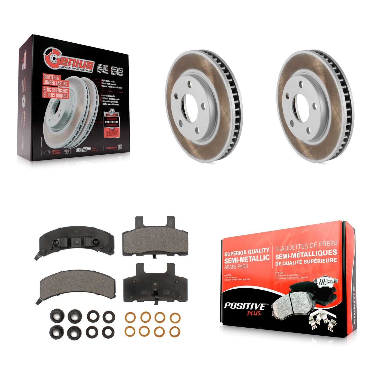 [Avant] Kit de disque (revêtu) et plaquette (semi-métallique) de frein pour Cadillac DeVille Fleetwood 60 Special Commercial Chassis KGF-100003