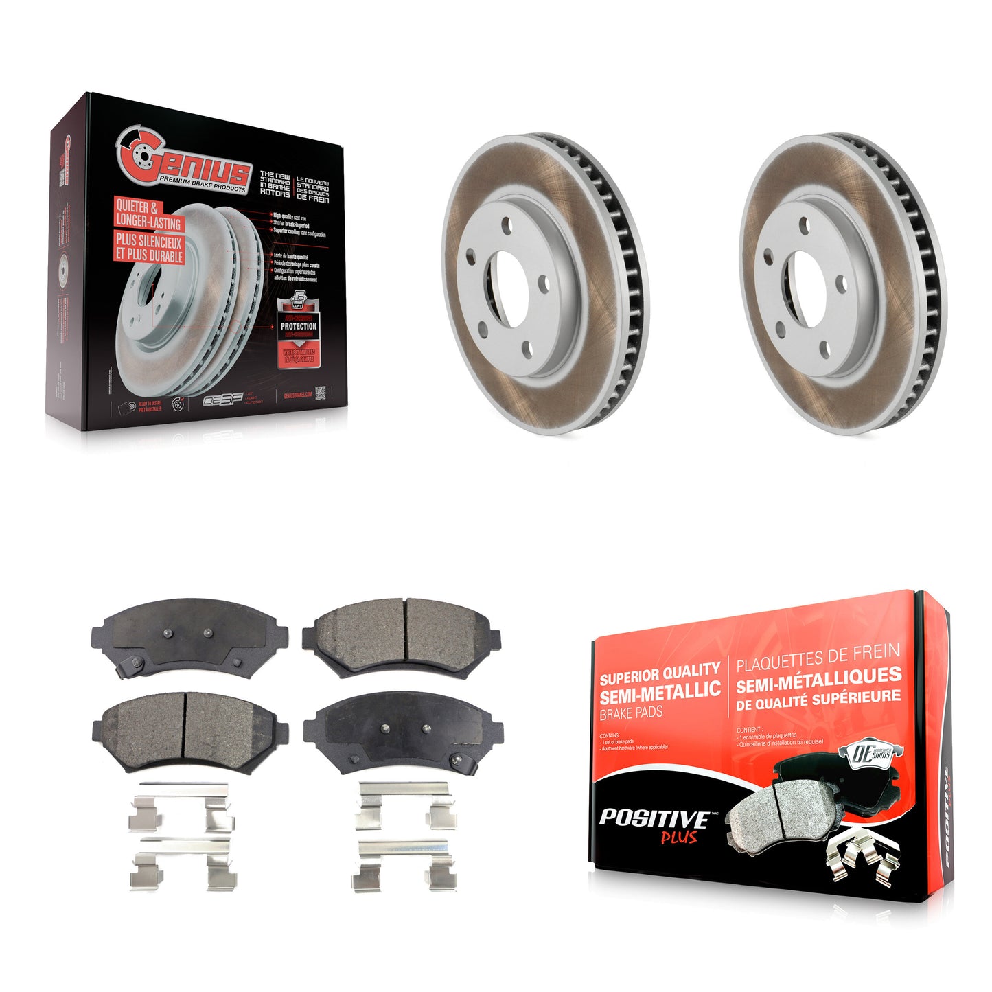 [Avant] Kit de disque (revêtu) et plaquette (semi-métallique) de frein pour Buick LeSabre Century Pontiac Grand Prix Chevrolet Venture Regal Oldsmobile Montana Bonneville Intrigue Silhouette Trans KGF-100005