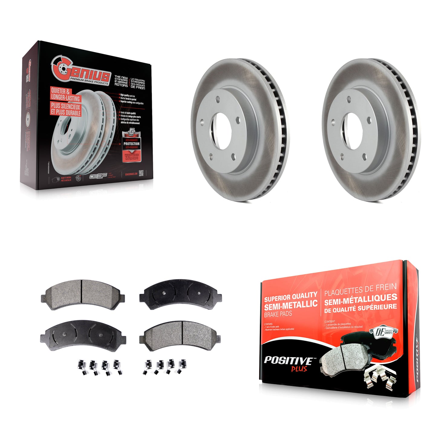 [Avant] Kit de disque (revêtu) et plaquette (semi-métallique) de frein pour Chevrolet S10 Blazer GMC Sonoma Jimmy Oldsmobile Bravada Isuzu Hombre KGF-100008