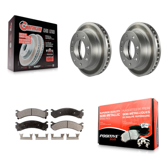 [Avant] Kit de disque (revêtu) et plaquette (semi-métallique) de frein pour Chevrolet Silverado 2500 HD GMC Express 3500 Sierra Cadillac DeVille Savana Hummer H2 Classic 1500 Suburban Yukon XL KGF-100012