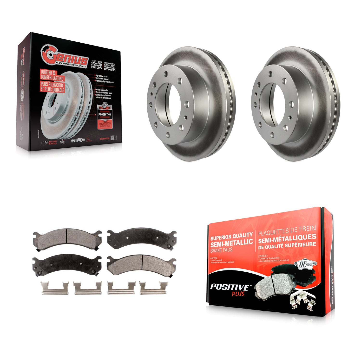 [Avant] Kit de disque (revêtu) et plaquette (semi-métallique) de frein pour Chevrolet Express 3500 GMC Savana Silverado HD Sierra Classic 4500 KGF-100015