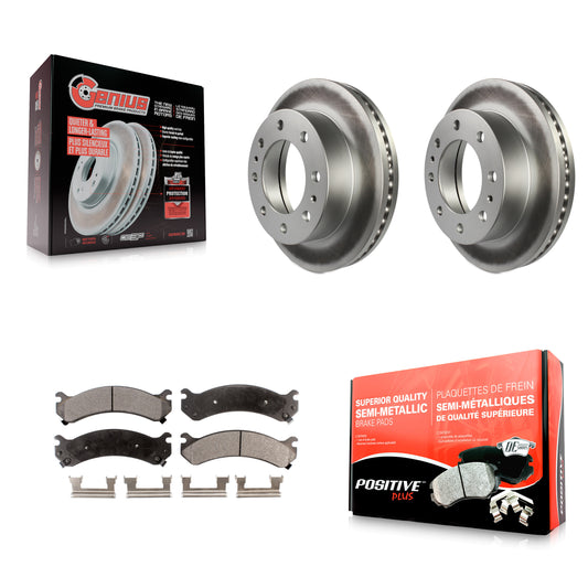 [Avant] Kit de disque (revêtu) et plaquette (semi-métallique) de frein pour Chevrolet Express 3500 GMC Savana Silverado HD Sierra Classic 4500 KGF-100015