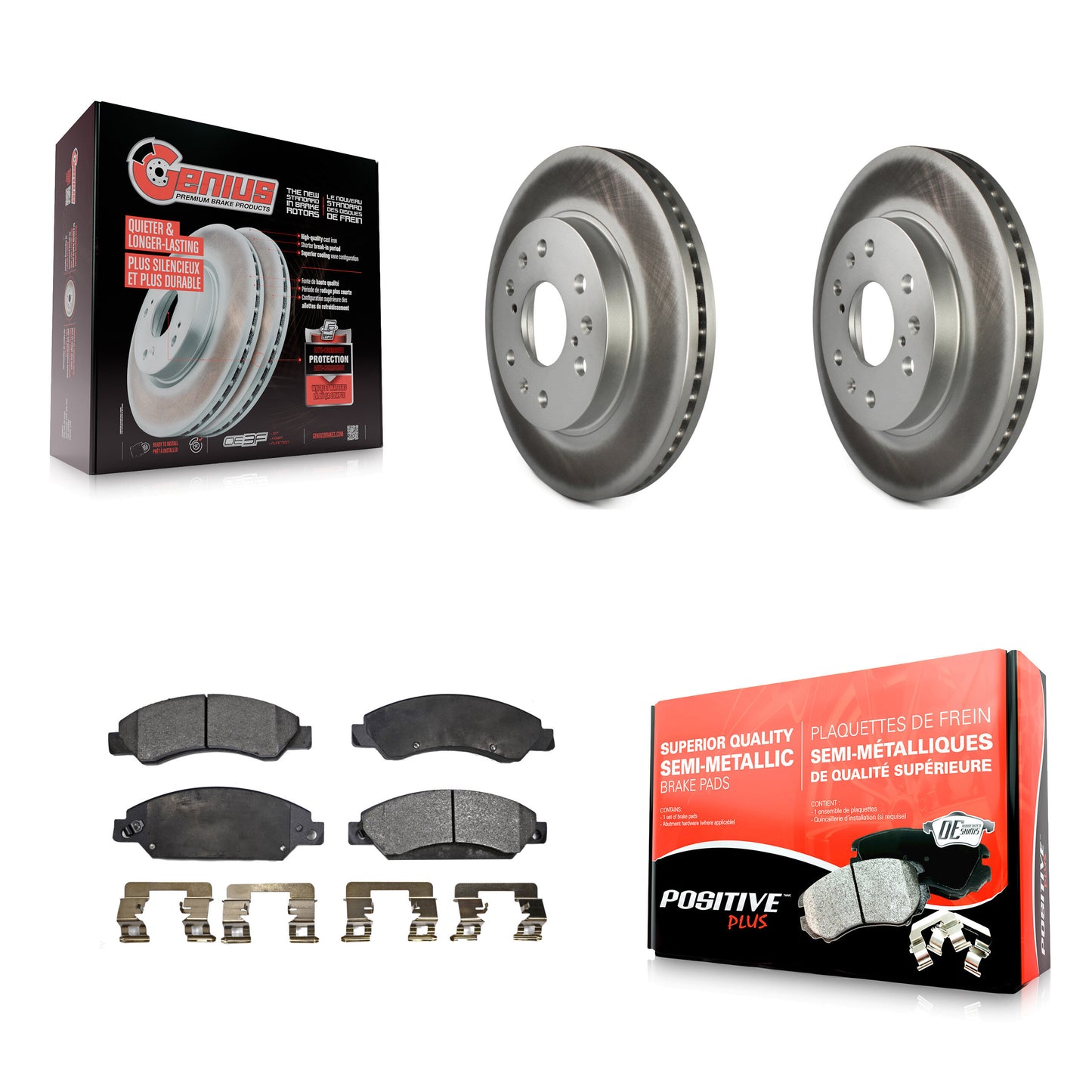 [Avant] Kit de disque (revêtu) et plaquette (semi-métallique) de frein pour 2007 Chevrolet Tahoe GMC Suburban 1500 Yukon Cadillac Avalanche XL Escalade ESV EXT KGF-100034