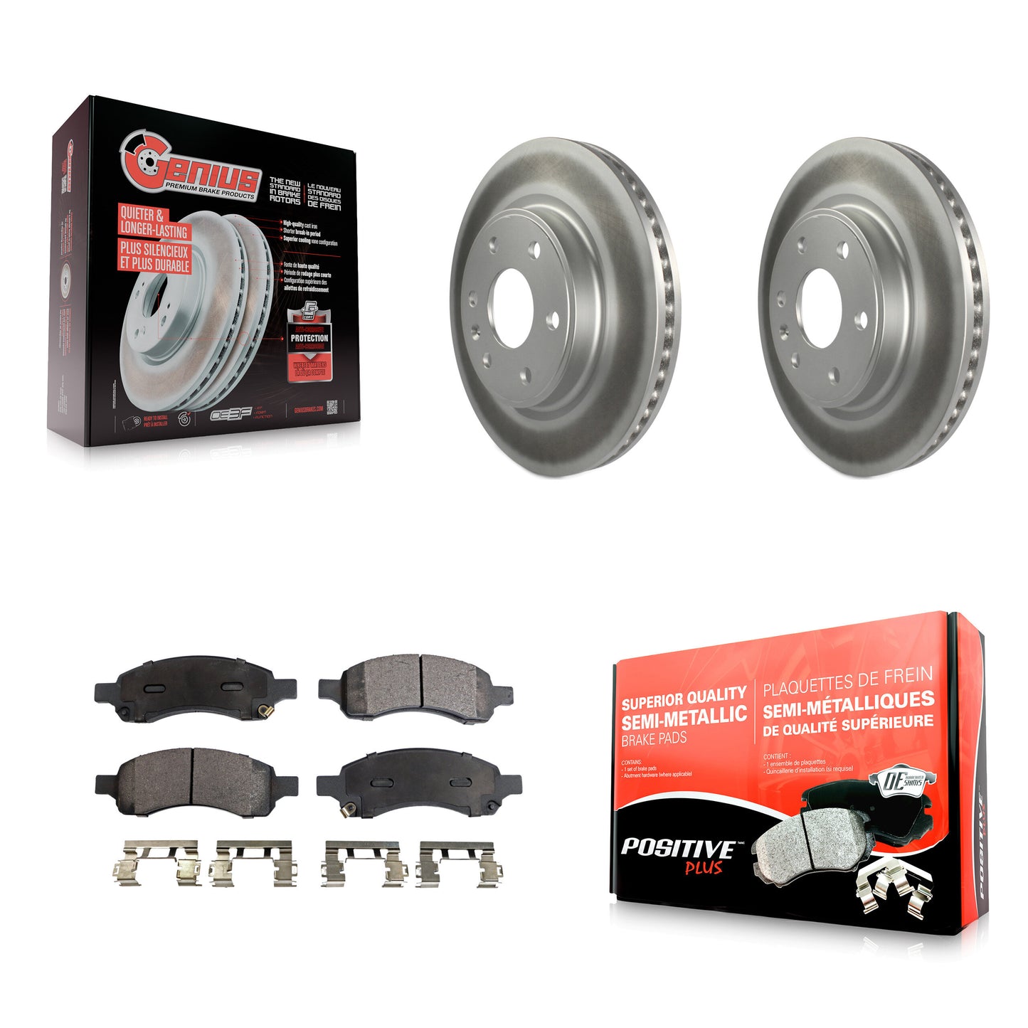 [Avant] Kit de disque (revêtu) et plaquette (semi-métallique) de frein pour Chevrolet Traverse GMC Acadia Buick Enclave Saturn Outlook Limited KGF-100047