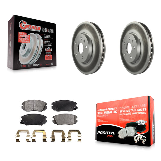 [Avant] Kit de disque (revêtu) et plaquette (semi-métallique) de frein pour Chevrolet Equinox GMC Terrain Malibu Buick Impala LaCrosse Regal Limited Allure KGF-100053