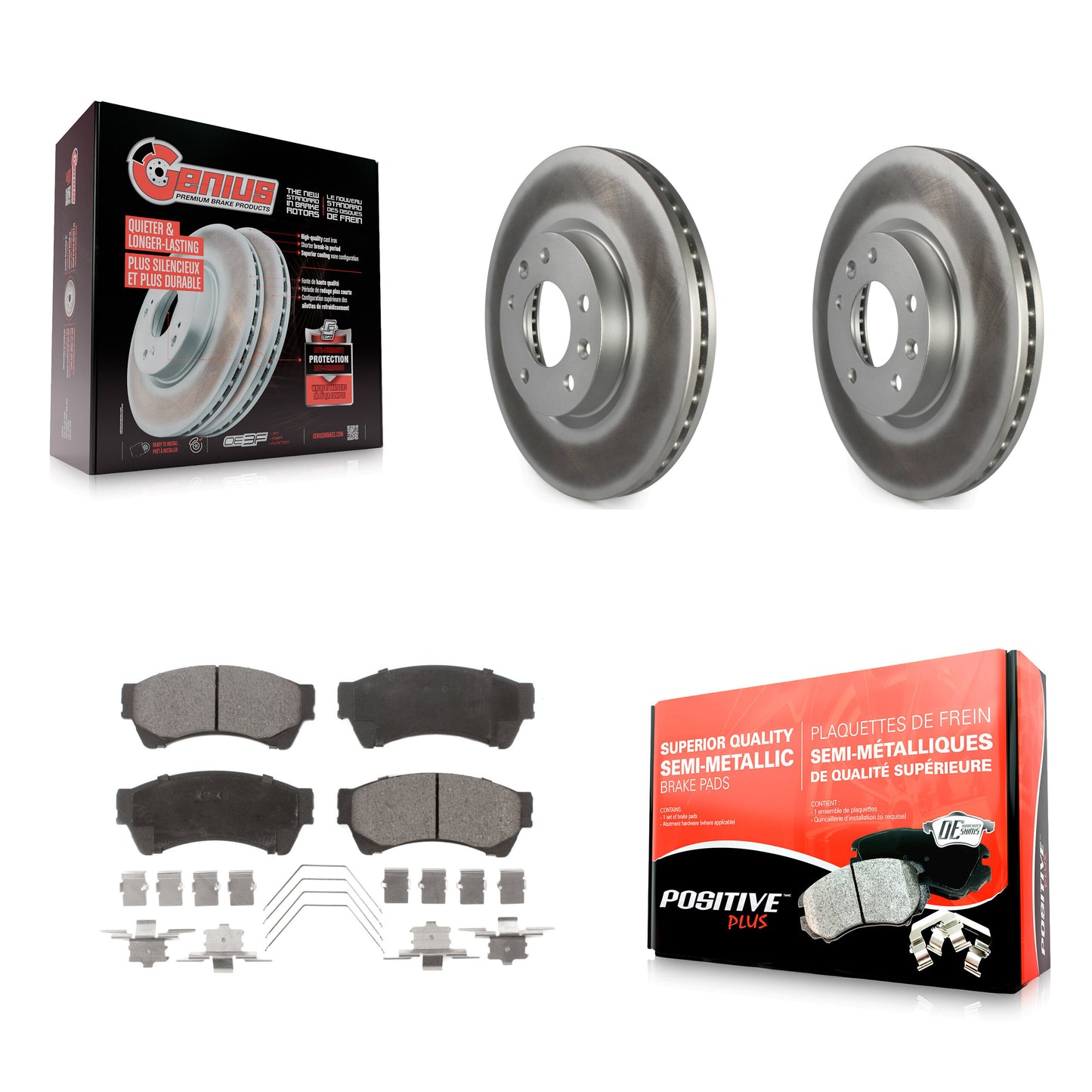 [Avant] Kit de disque (revêtu) et plaquette (semi-métallique) de frein pour Ford Fusion Mazda 6 Lincoln MKZ Mercury Milan Zephyr KGF-100103