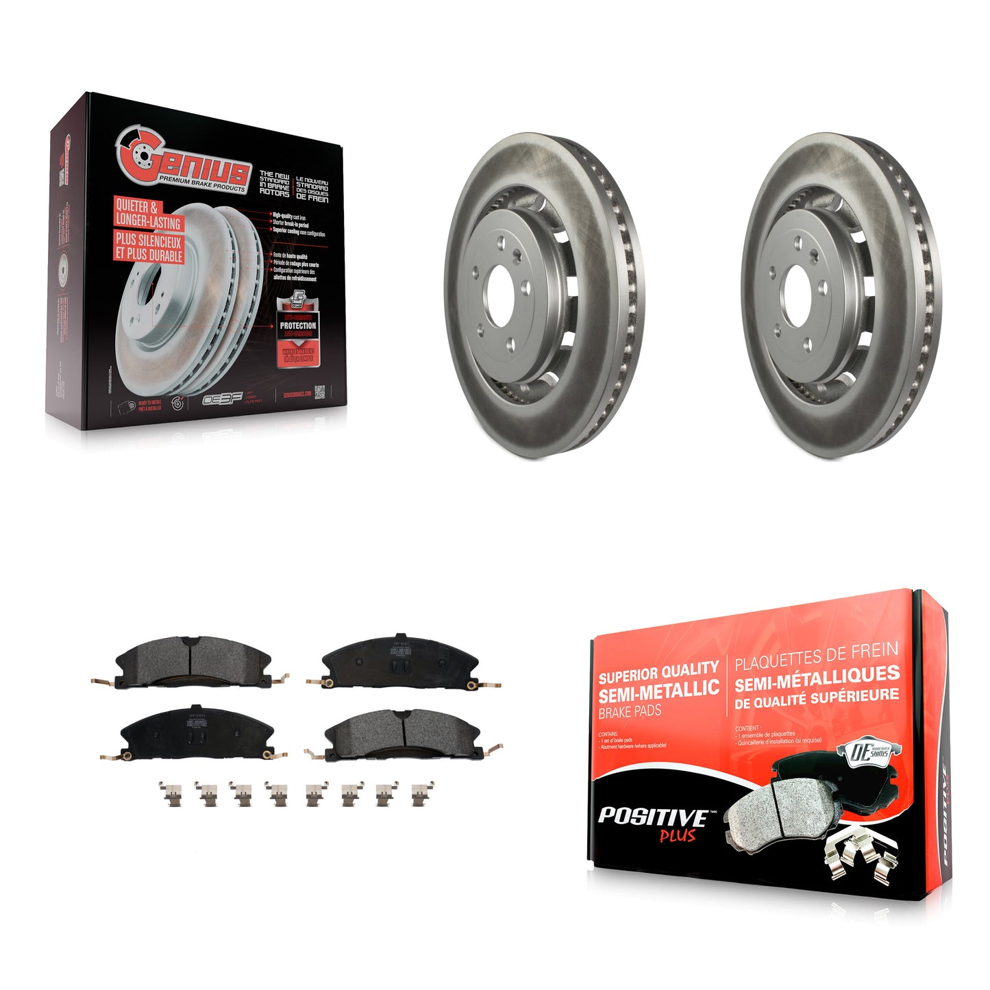 [Avant] Kit de disque (revêtu) et plaquette (semi-métallique) de frein pour Ford Explorer Taurus Flex Police Interceptor Utility Lincoln Sedan MKS MKT Special Service KGF-100123