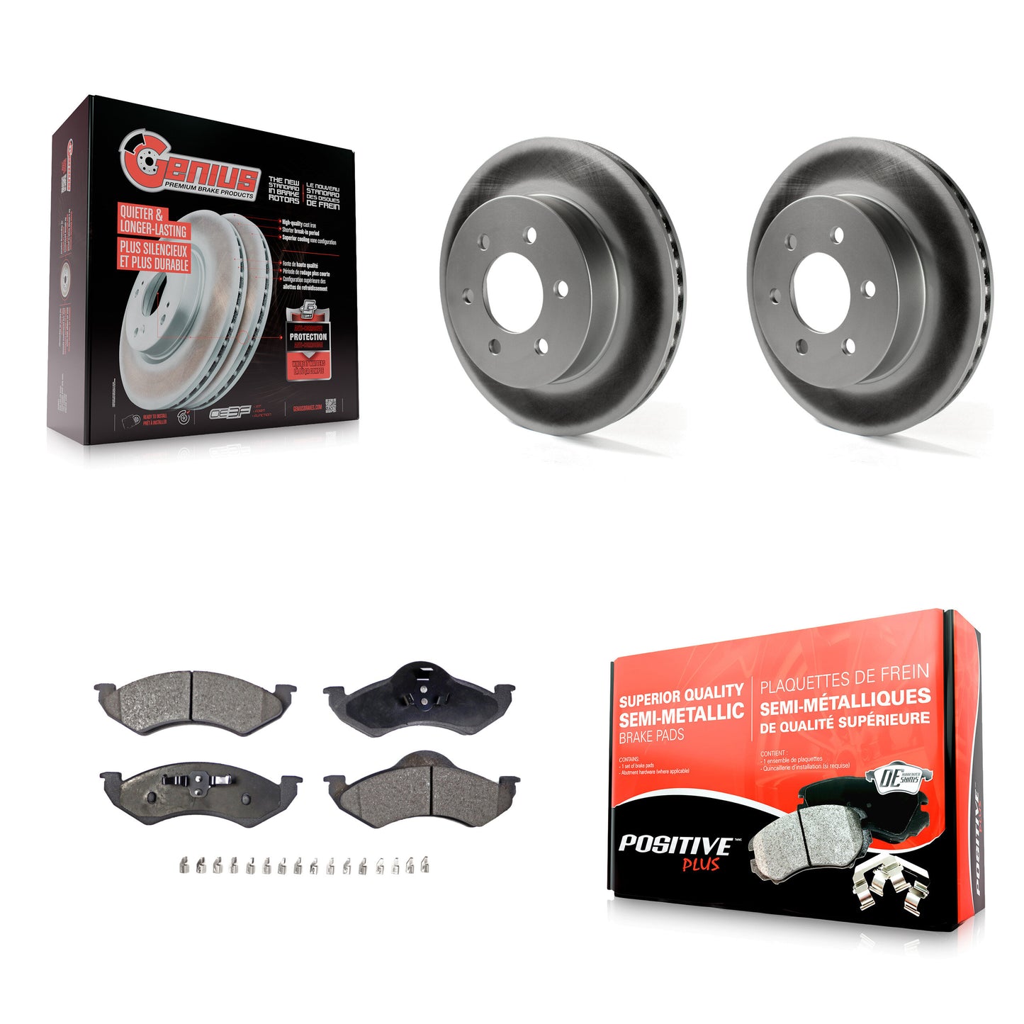 [Avant] Kit de disque (revêtu) et plaquette (semi-métallique) de frein pour 2000-2002 Dodge Dakota Durango KGF-100132