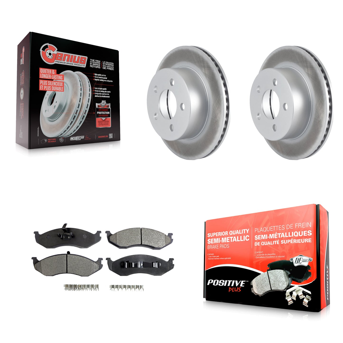 [Avant] Kit de disque (revêtu) et plaquette (semi-métallique) de frein pour Jeep Wrangler Cherokee Grand Wagoneer TJ KGF-100138