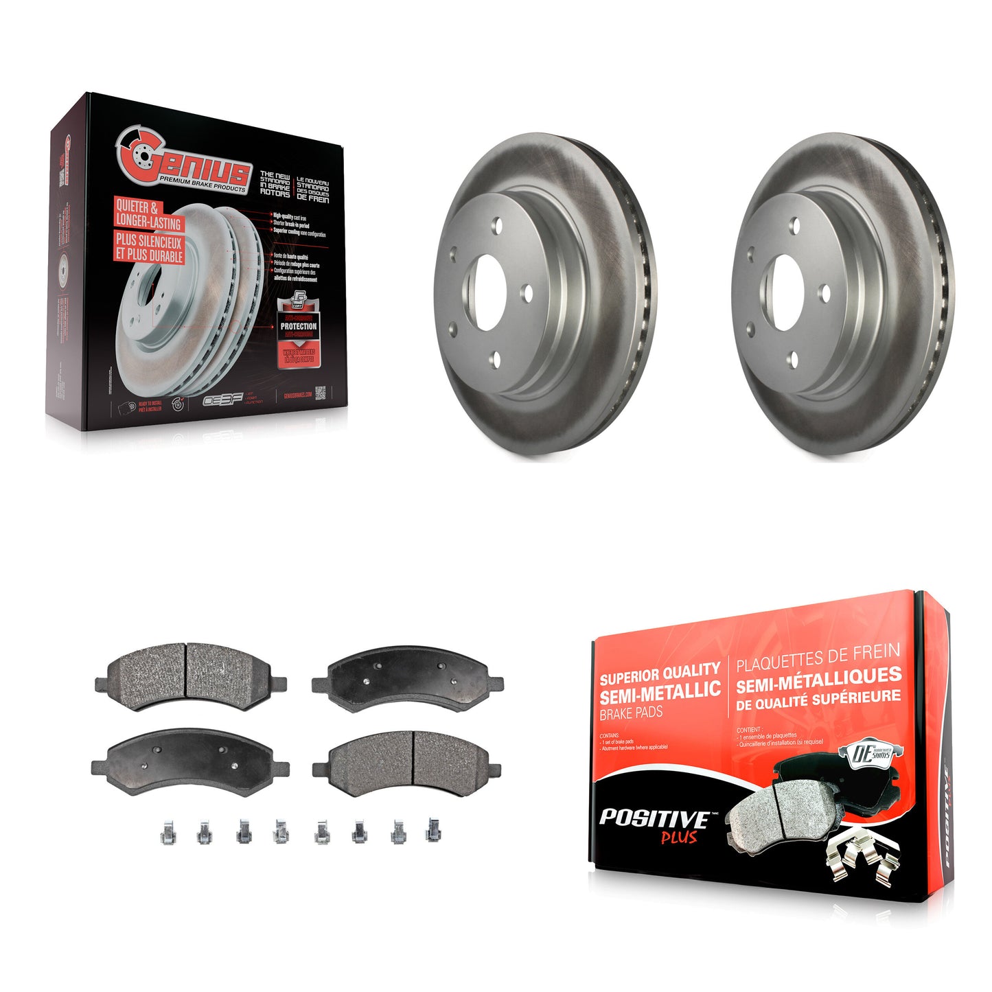[Avant] Kit de disque (revêtu) et plaquette (semi-métallique) de frein pour Ram 1500 Dodge Classic Durango Chrysler Aspen KGF-100146