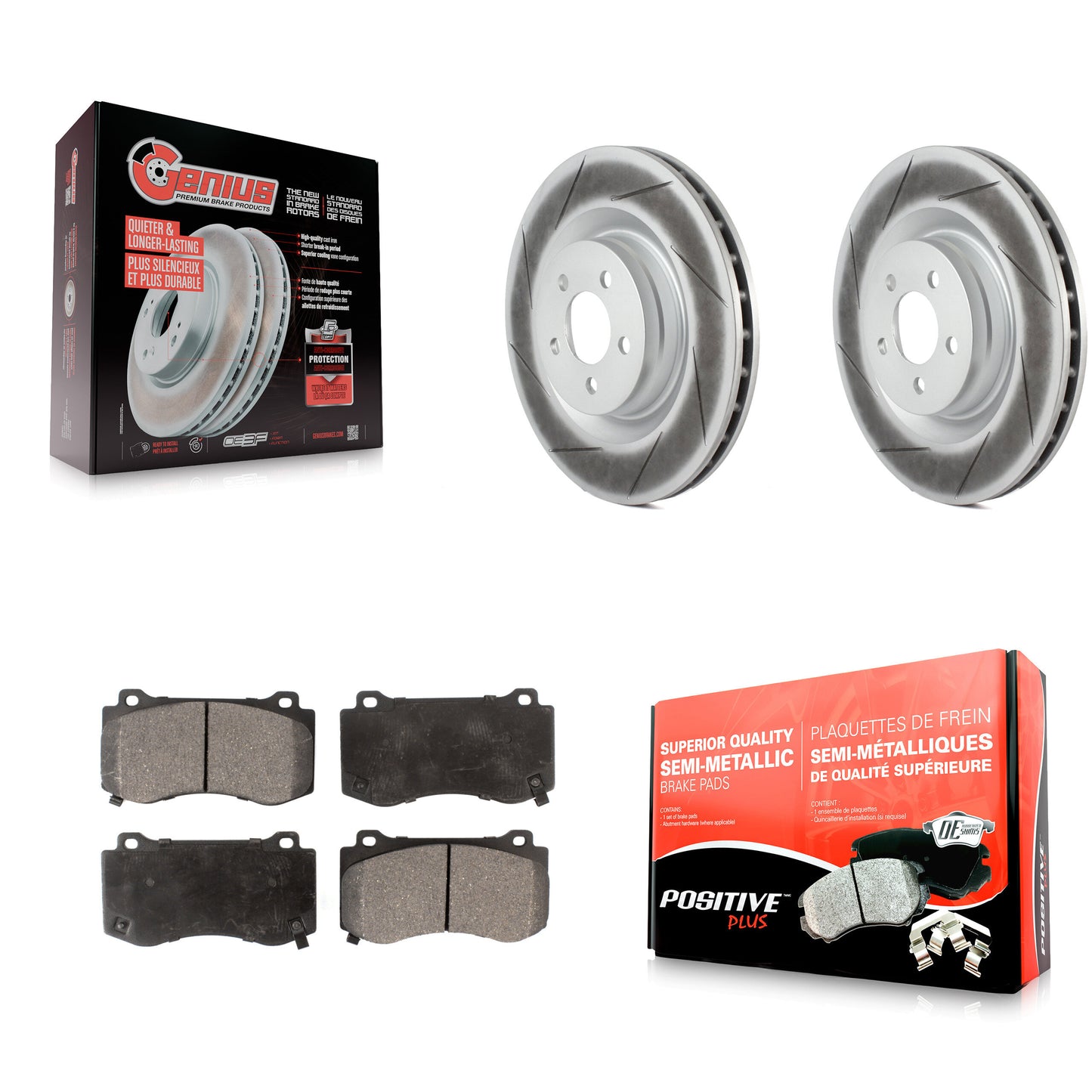 [Avant] Kit de disque (revêtu) et plaquette (semi-métallique) de frein pour Dodge Charger Chrysler 300 Challenger Magnum KGF-100156