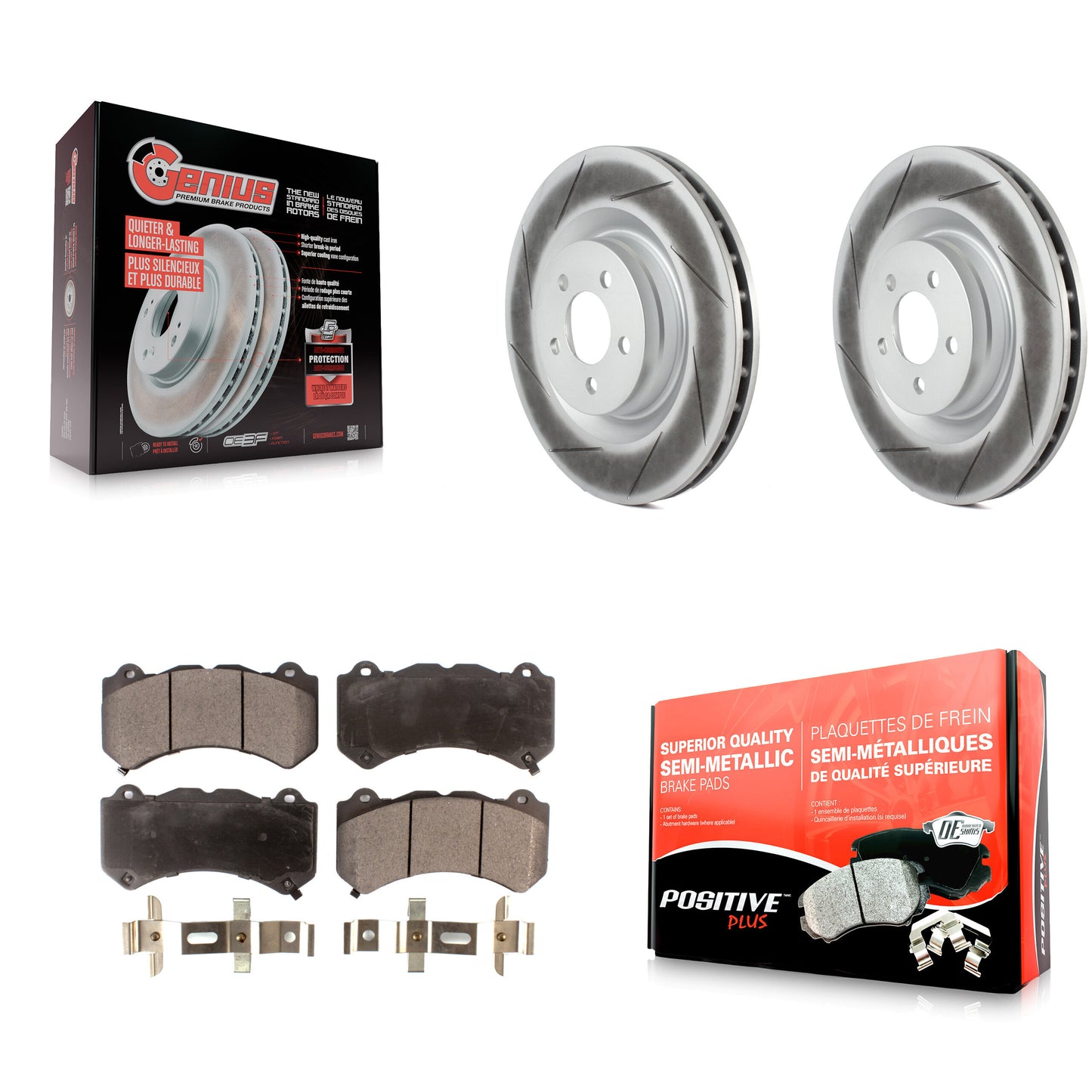 [Avant] Kit de disque (revêtu) et plaquette (semi-métallique) de frein pour Dodge Challenger Charger KGF-100157