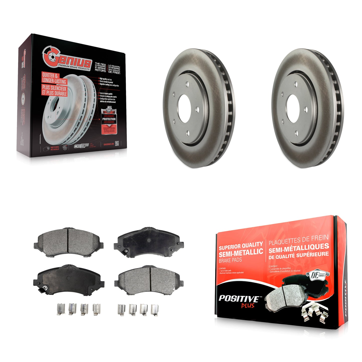 [Avant] Kit de disque (revêtu) et plaquette (semi-métallique) de frein pour Dodge Grand Caravan Chrysler Town & Country Journey Volkswagen Routan Ram C/V KGF-100163