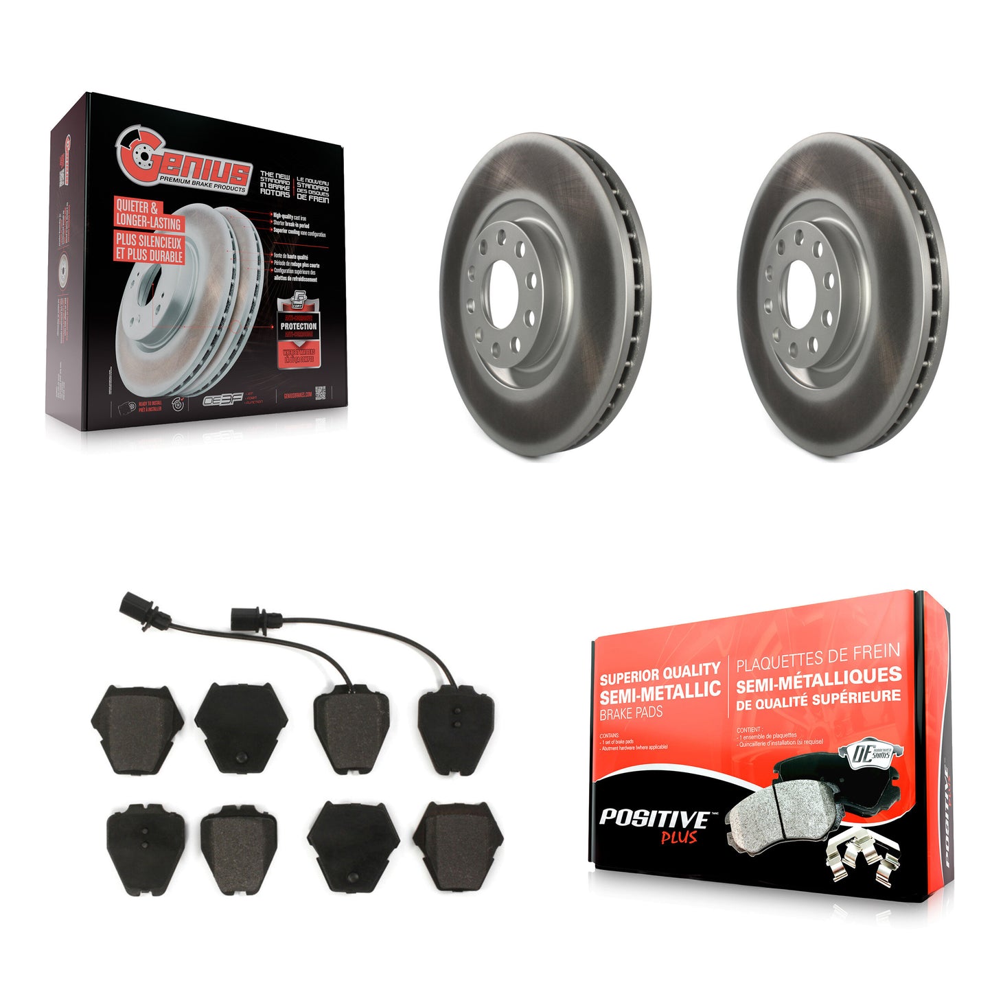 [Avant] Kit de disque (revêtu) et plaquette (semi-métallique) de frein pour Audi A4 Quattro S4 A6 S6 KGF-100242