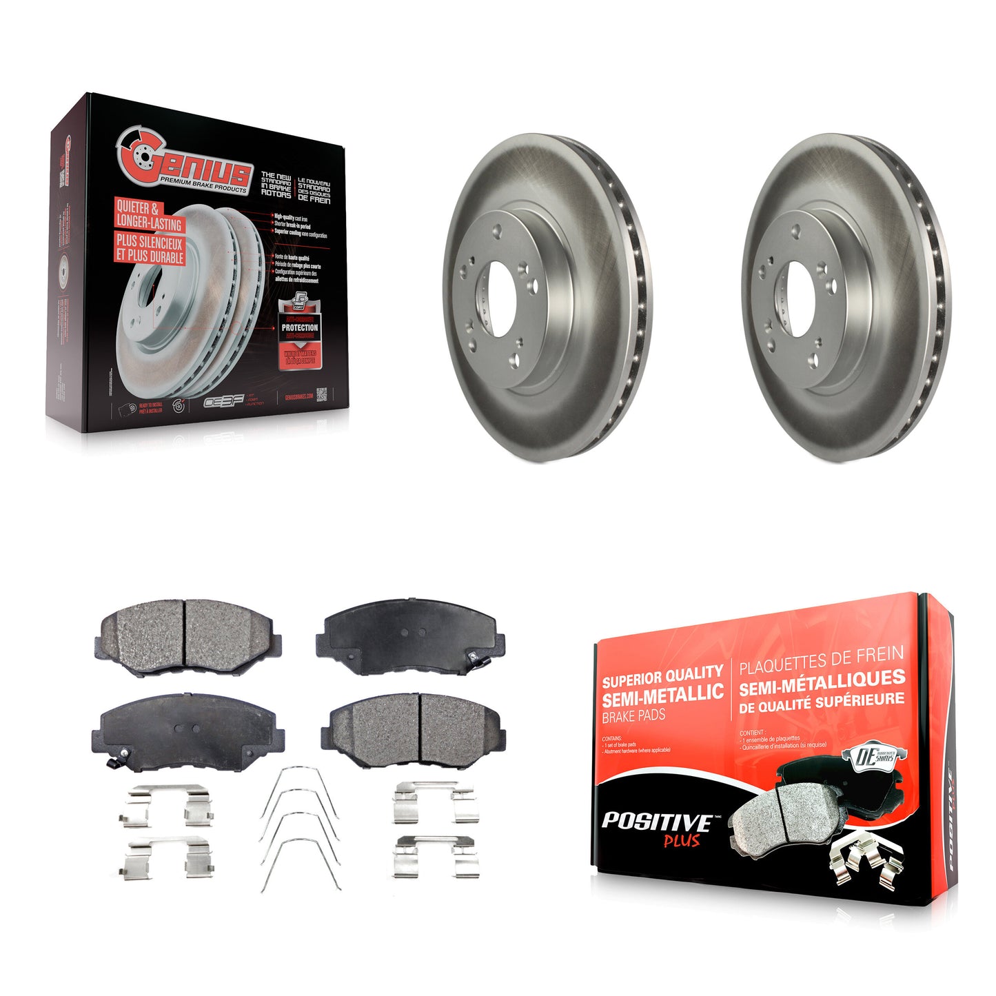 [Avant] Kit de disque (revêtu) et plaquette (semi-métallique) de frein pour 2002-2004 Honda CR-V KGF-100254
