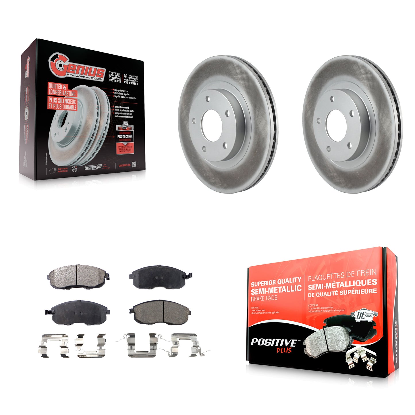[Avant] Kit de disque (revêtu) et plaquette (semi-métallique) de frein pour Nissan Altima Maxima Infiniti I35 INFINITI KGF-100255