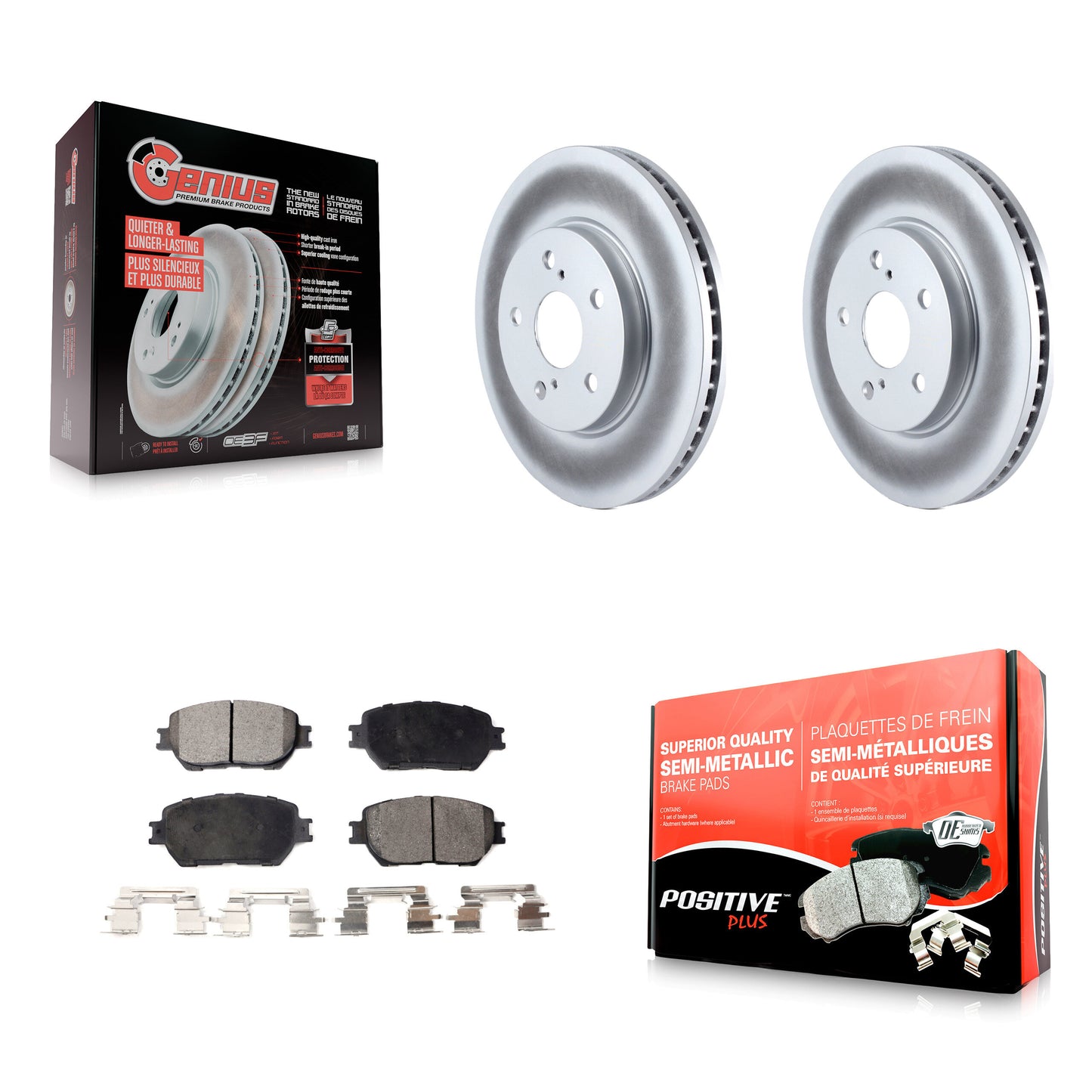 [Avant] Kit de disque (revêtu) et plaquette (semi-métallique) de frein pour 2002-2004 Toyota Camry avec 296mm Diameter Rotor Straight Hat Design KGF-100257