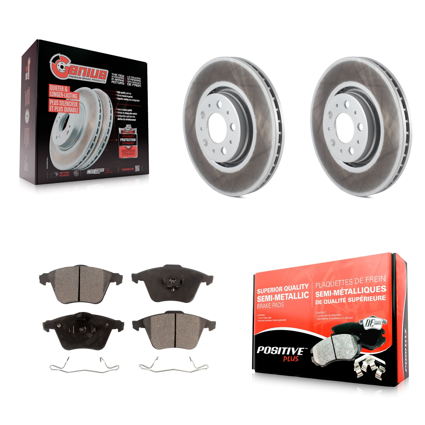 [Avant] Kit de disque (revêtu) et plaquette (semi-métallique) de frein pour 2003-2014 Volvo XC90 avec 316mm Diameter Rotor KGF-100288