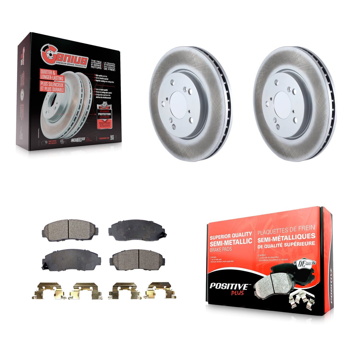 [Avant] Kit de disque (revêtu) et plaquette (semi-métallique) de frein pour 2005-2010 Honda Odyssey KGF-100293
