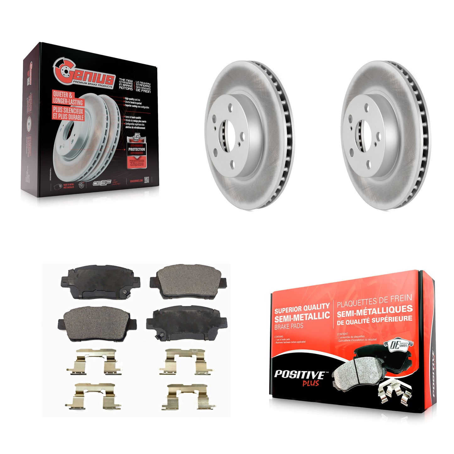 [Avant] Kit de disque (revêtu) et plaquette (semi-métallique) de frein pour 2004-2009 Toyota Prius KGF-100297