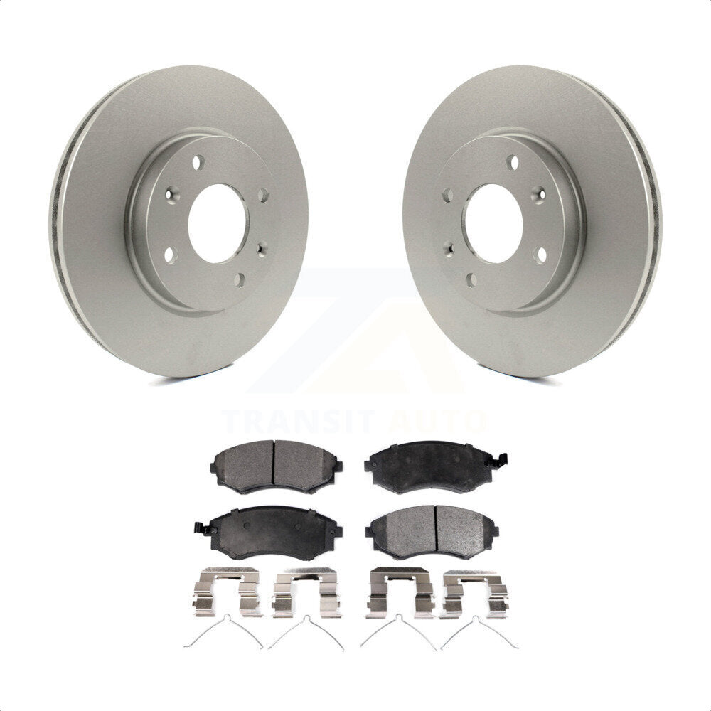 [Avant] Kit de disque (revêtu) et plaquette (semi-métallique) de frein pour Hyundai Sonata Kia Optima Magentis KGF-100301 par Transit Auto