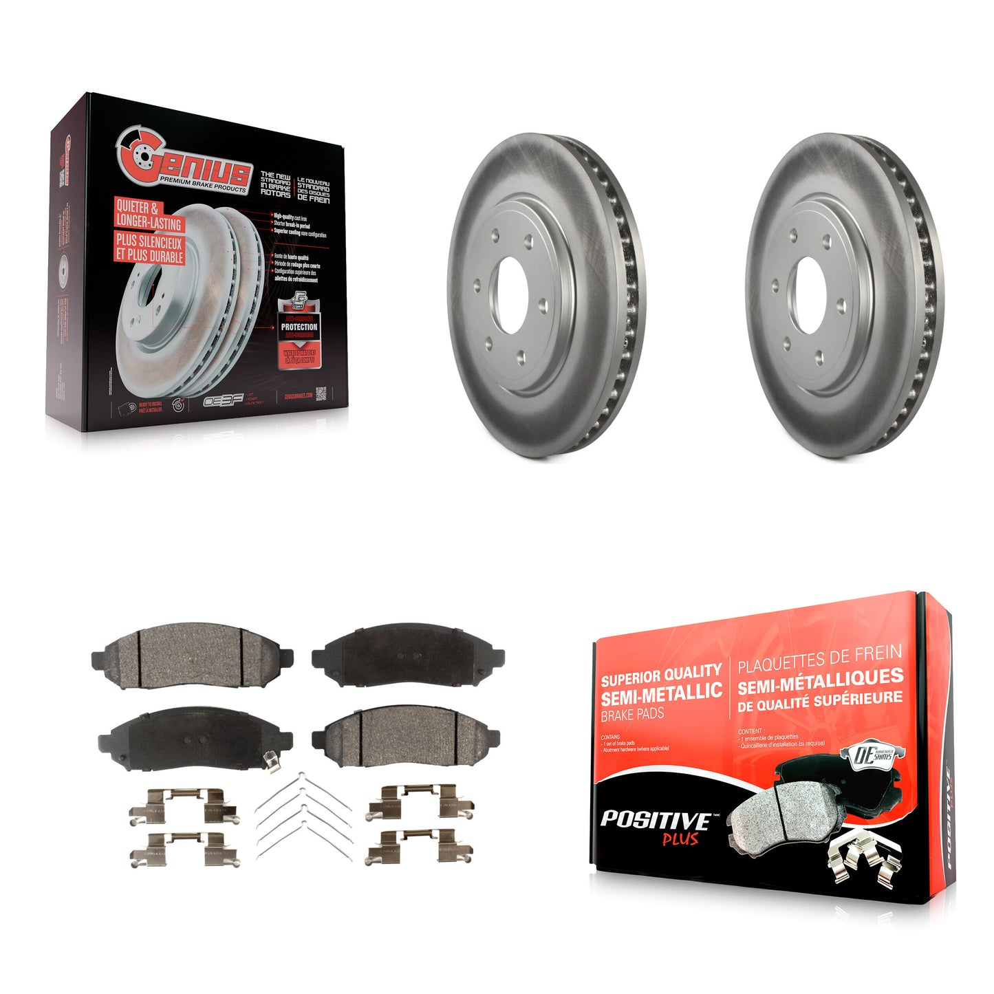 [Avant] Kit de disque (revêtu) et plaquette (semi-métallique) de frein pour Nissan Frontier Suzuki Equator 2.5L KGF-100313