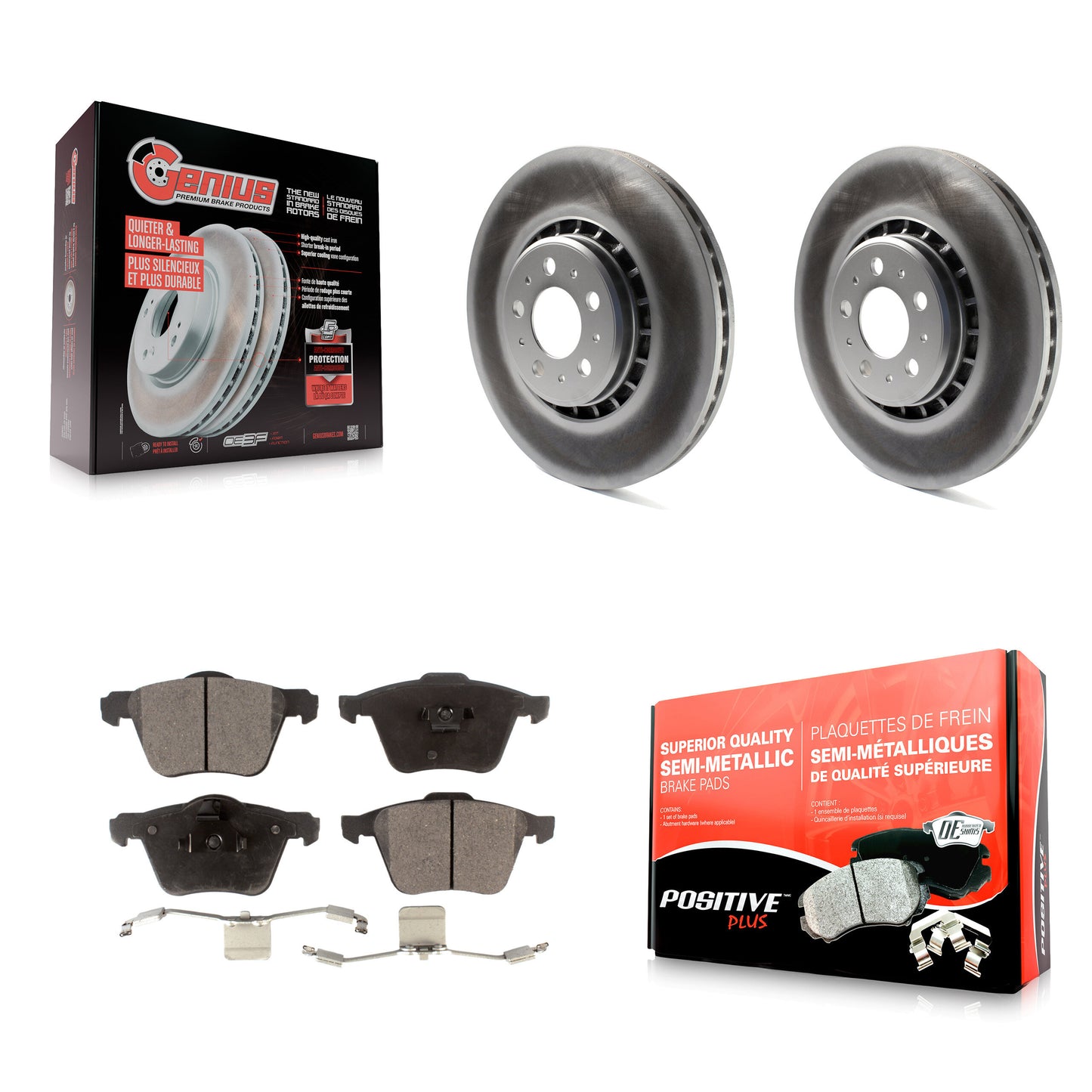 [Avant] Kit de disque (revêtu) et plaquette (semi-métallique) de frein pour 2003-2014 Volvo XC90 avec 336mm Diameter Rotor KGF-100326