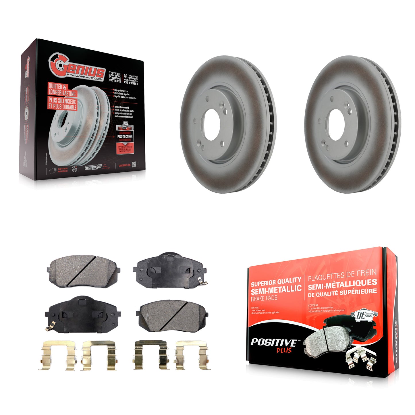 [Avant] Kit de disque (revêtu) et plaquette (semi-métallique) de frein pour Hyundai Tucson Kia Sportage Soul EV KGF-100333