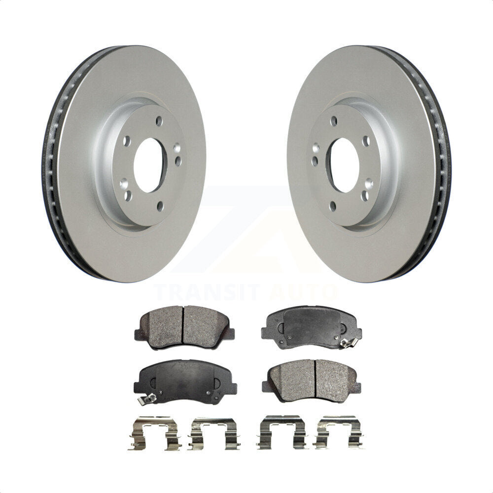 [Avant] Kit de disque (revêtu) et plaquette (semi-métallique) de frein pour 2015 Hyundai Veloster Tech RE FLEX SE KGF-100339 par Transit Auto