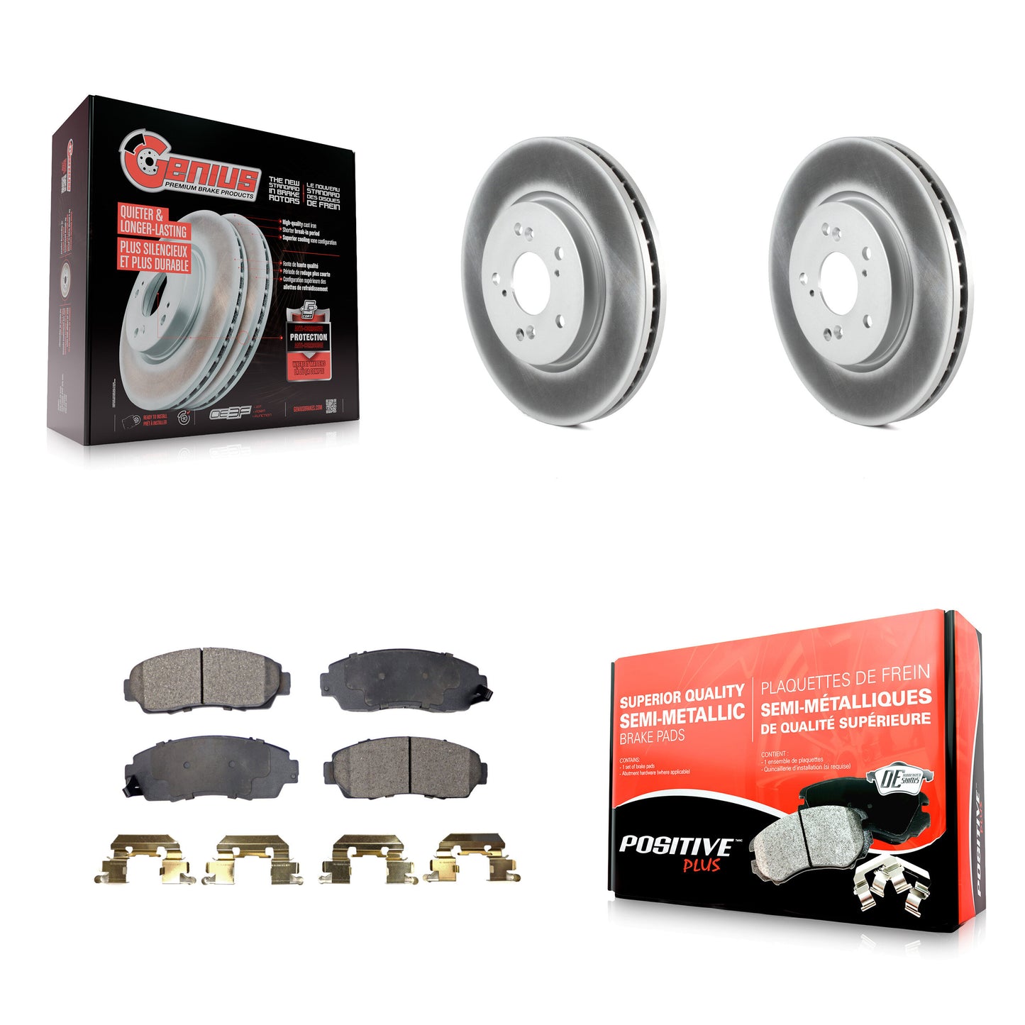 [Avant] Kit de disque (revêtu) et plaquette (semi-métallique) de frein pour Honda CR-V Acura RDX Accord Crosstour KGF-100359