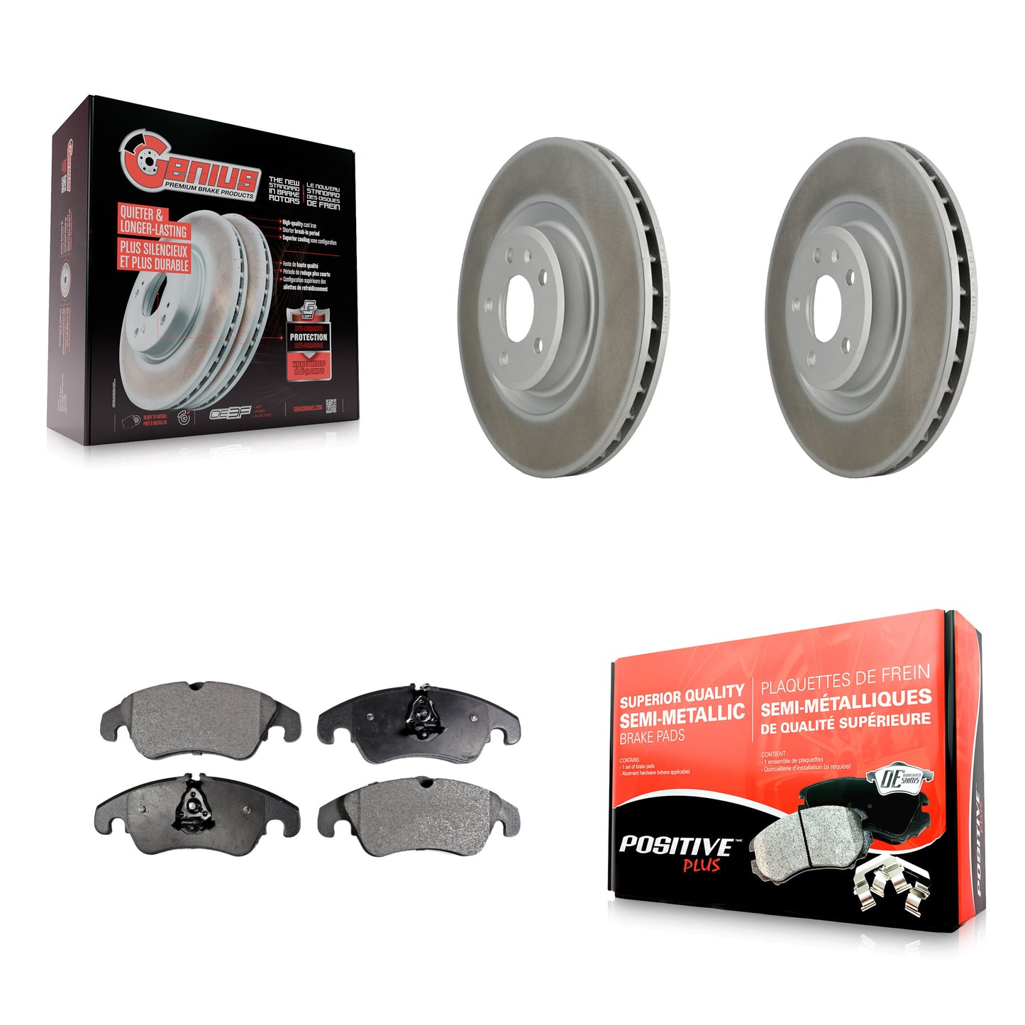 [Avant] Kit de disque (revêtu) et plaquette (semi-métallique) de frein pour Audi Q5 A6 Quattro S5 S4 A7 A5 A4 KGF-100411