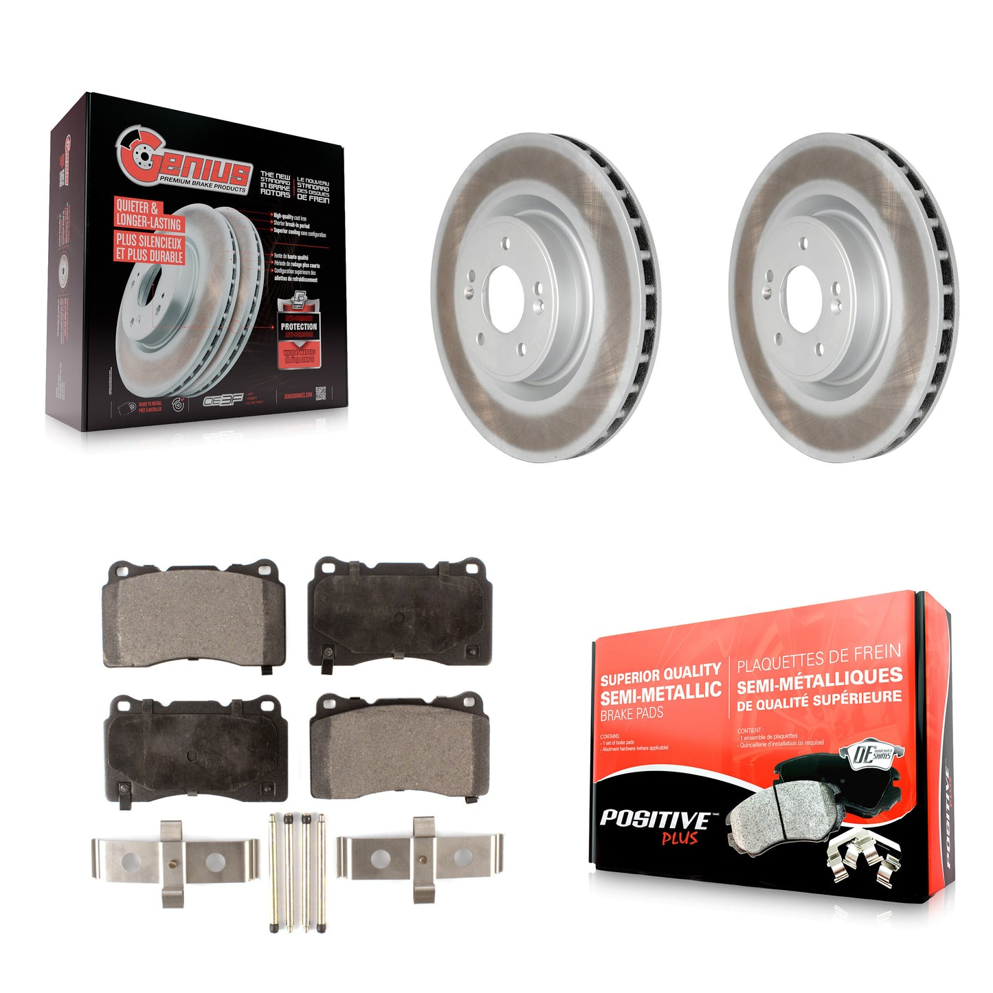 [Avant] Kit de disque (revêtu) et plaquette (semi-métallique) de frein pour Hyundai Genesis Coupe KGF-100428