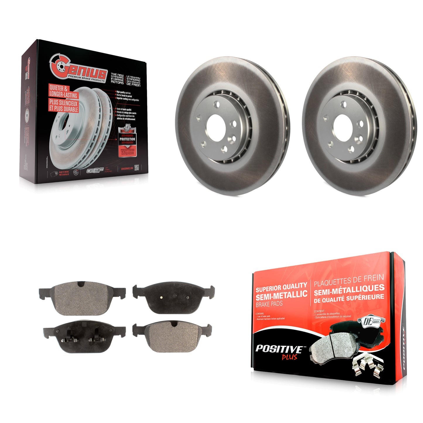 [Avant] Kit de disque (revêtu) et plaquette (semi-métallique) de frein pour 2010-2015 Volvo XC60 KGF-100430