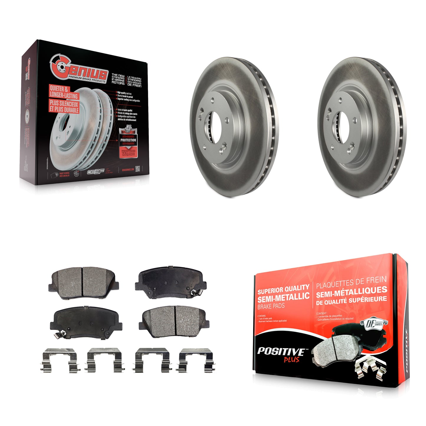 [Avant] Kit de disque (revêtu) et plaquette (semi-métallique) de frein pour Kia Sorento Hyundai Santa Fe KGF-100431