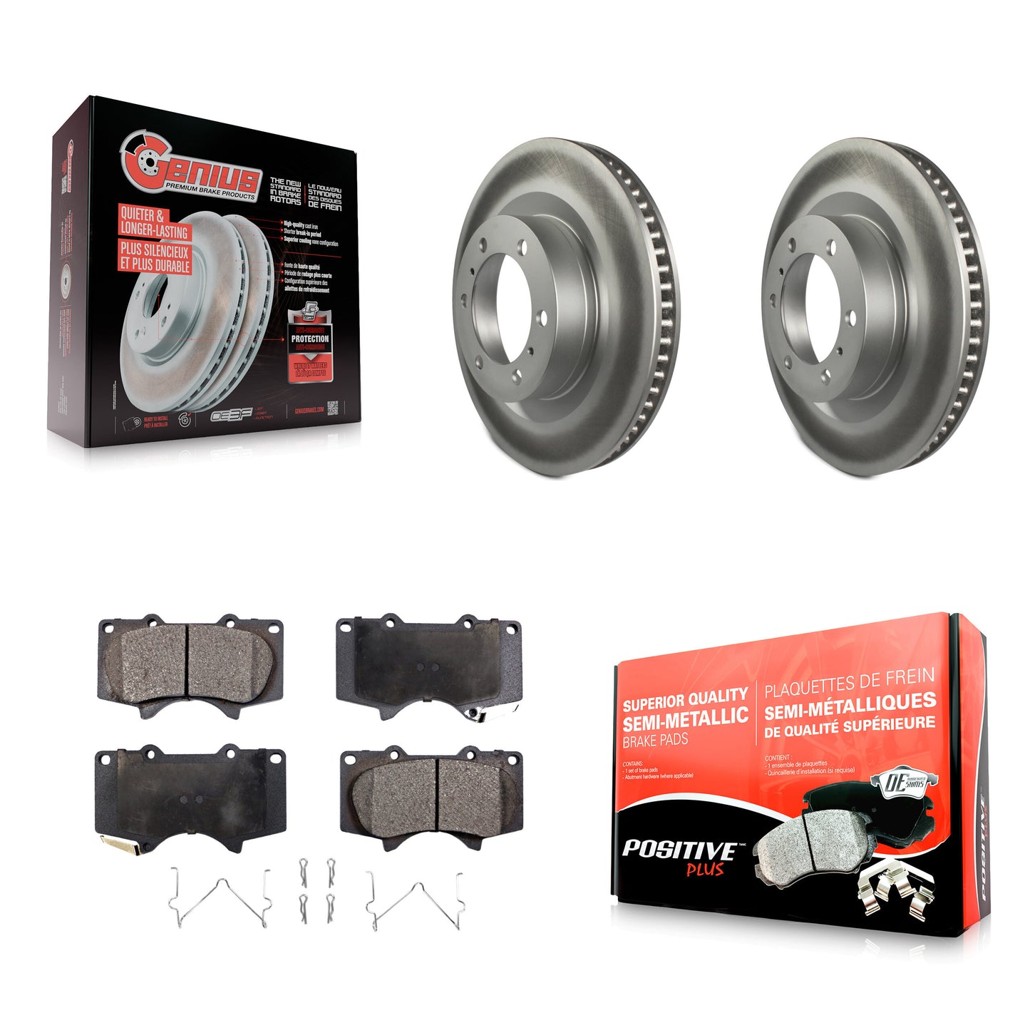 [Avant] Kit de disque (revêtu) et plaquette (semi-métallique) de frein pour 2010-2023 Toyota 4Runner Lexus GX460 KGF-100432