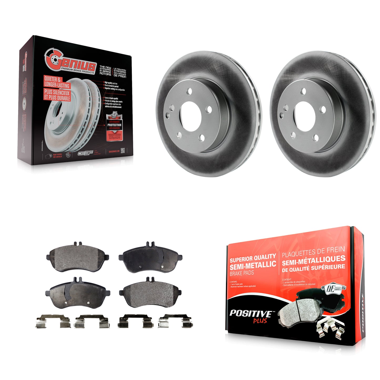 [Avant] Kit de disque (revêtu) et plaquette (semi-métallique) de frein pour Mercedes-Benz C300 C250 C230 KGF-100433